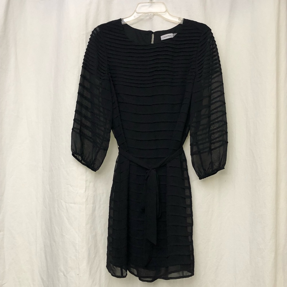 Calvin Klein black dress w 3/4 sheer sleeves